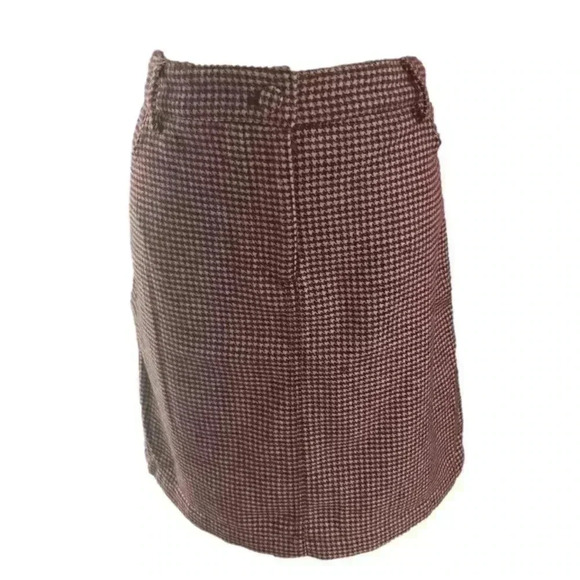Cupcakes and Cashmere Wool Blend Plaid Houndstooth Skirt NWT Burgundy Cream - Picture 2 of 3